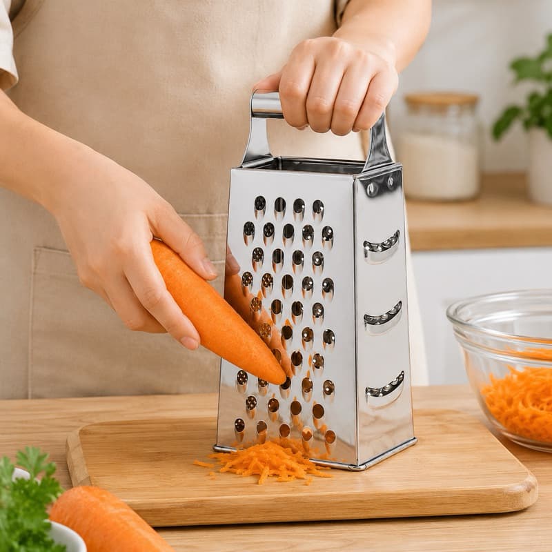 Ralador de Legumes 4 Faces em Aço Inox 21,5cm Manual para Queijo Legumes Cozinha