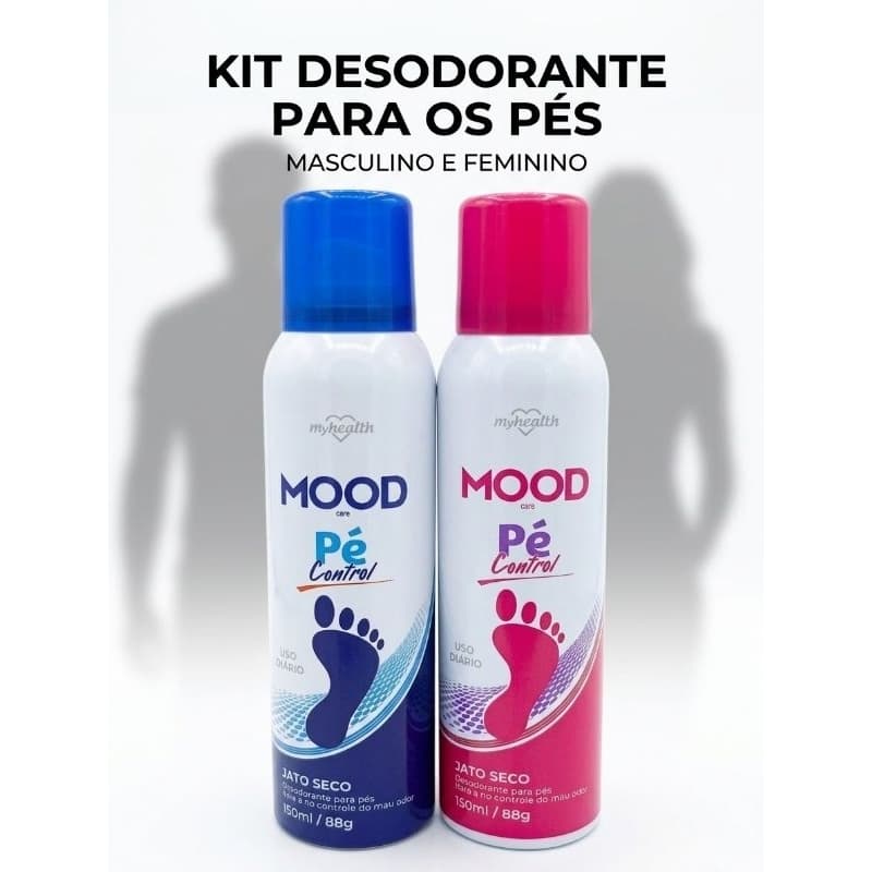 ​KIT 2 DESODORANTES PARA OS PÉS JATO SECO – MASCULINO E FEMININO (300ML / 176G)