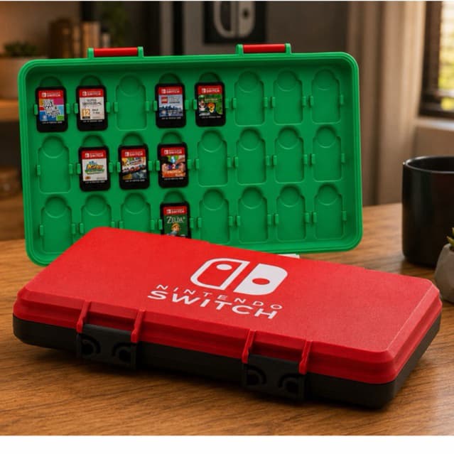 Case Porta-Jogos Nintendo Switch com 24 Slots | Organizador e Estojo para Cartuchos, Console e Acessórios | Proteção