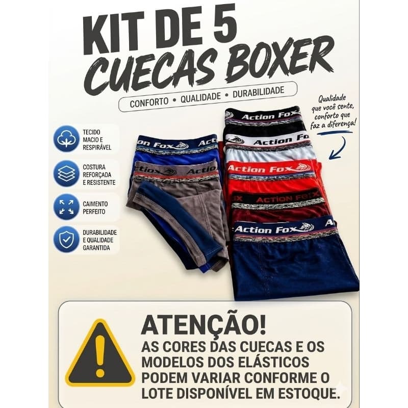 5 cuecas boxer masculinas sungas-conforto e qualidade premium.