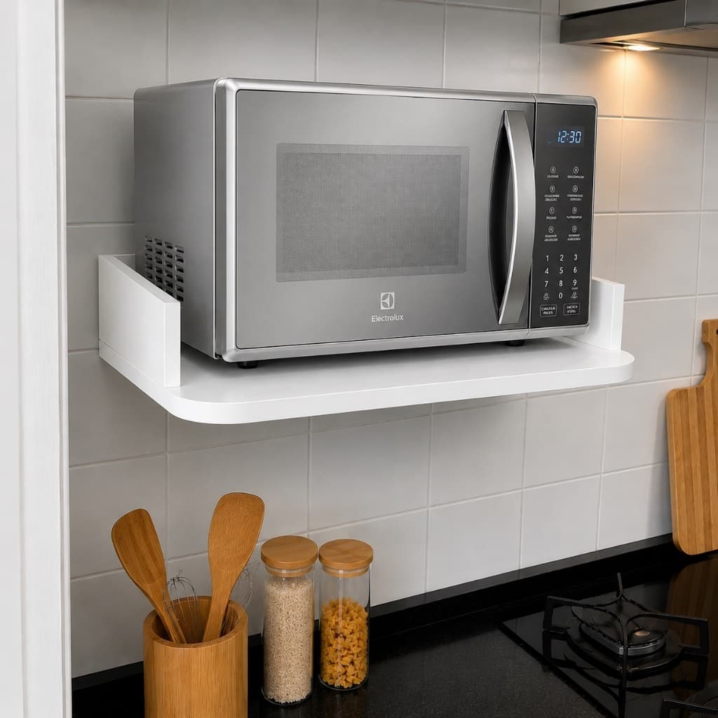 Suporte para Micro-ondas Organizador Suspenso Premium Prateleira Elegance 100%MDF