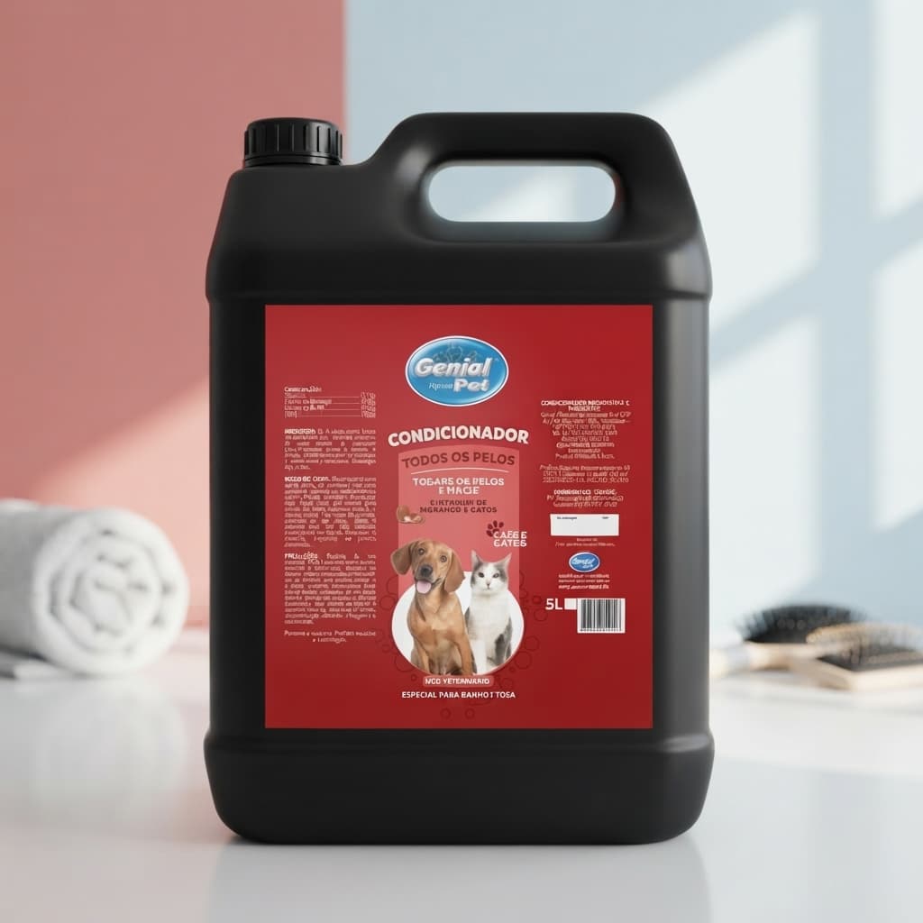 Condicionador Todos os Pelos Morango + Buriti 5L Genial Pet para Cães e Gatos
