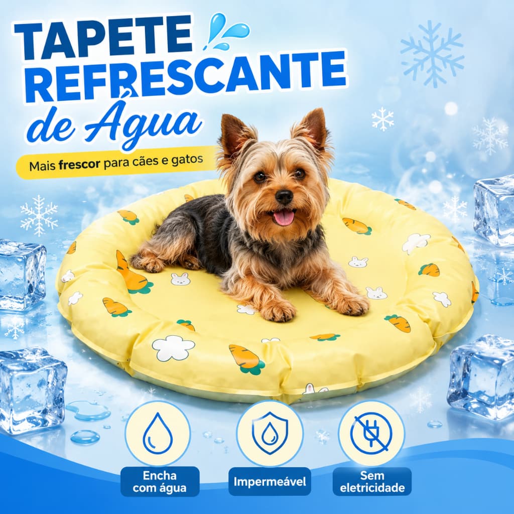 Tapete Pet Gelado Refrescante 55x55 Resistente Durável Colchonete para Cães e Gatos Verão