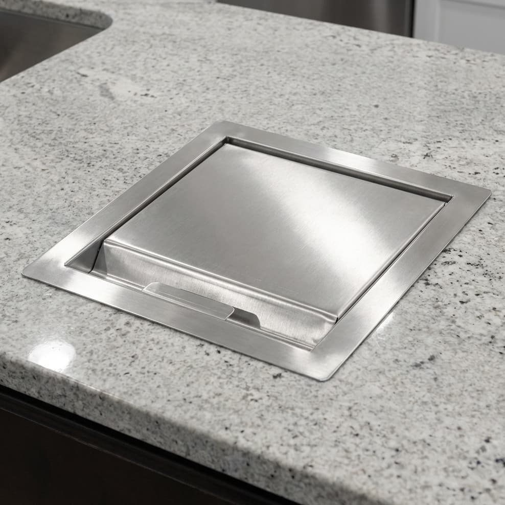Tampa Lixeira Embutida Aço Inox Escovado Bancada Cozinha Embutir Kitchen Lar