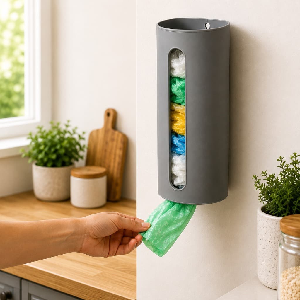 Porta Sacolas de Parede Sem Tampa Puxa Saco Compacto Cozinha Organizador Prático com Adesivo Forte Dispenser