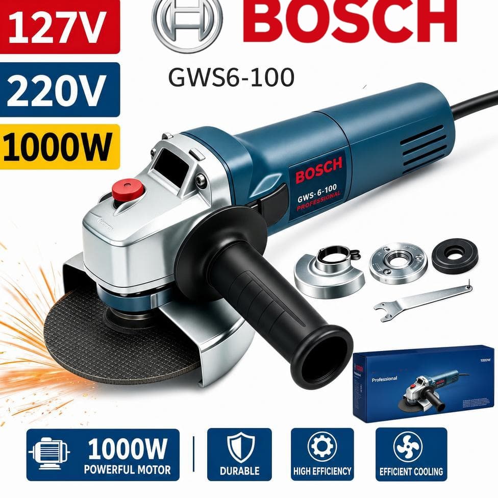 Esmerilhadeira Angular BOSCH 1000W Profissional Lixadeira Elétrica Moedor de ângulo Serra Elétrica