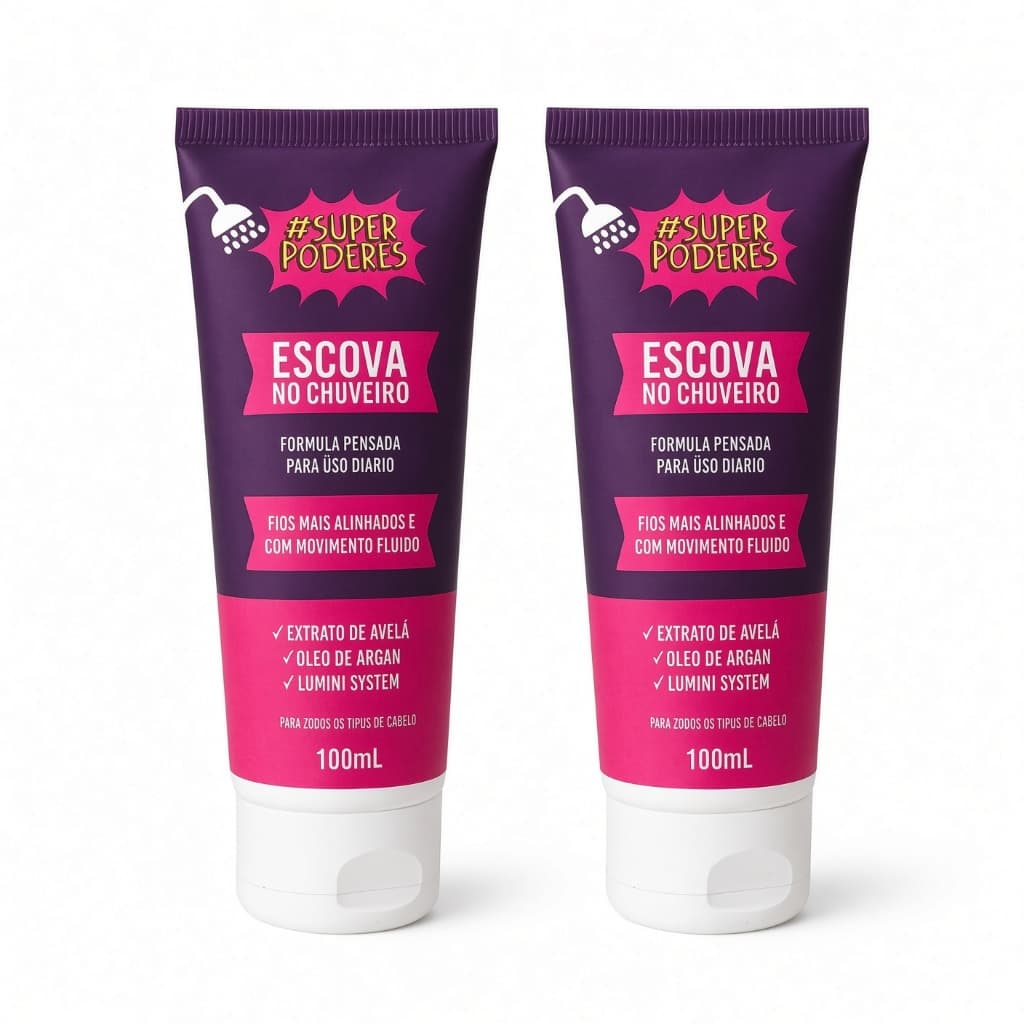 Kit 2 Escova no Chuveiro Sem Formol Super Poderes Cabelo Liso Instantâneo