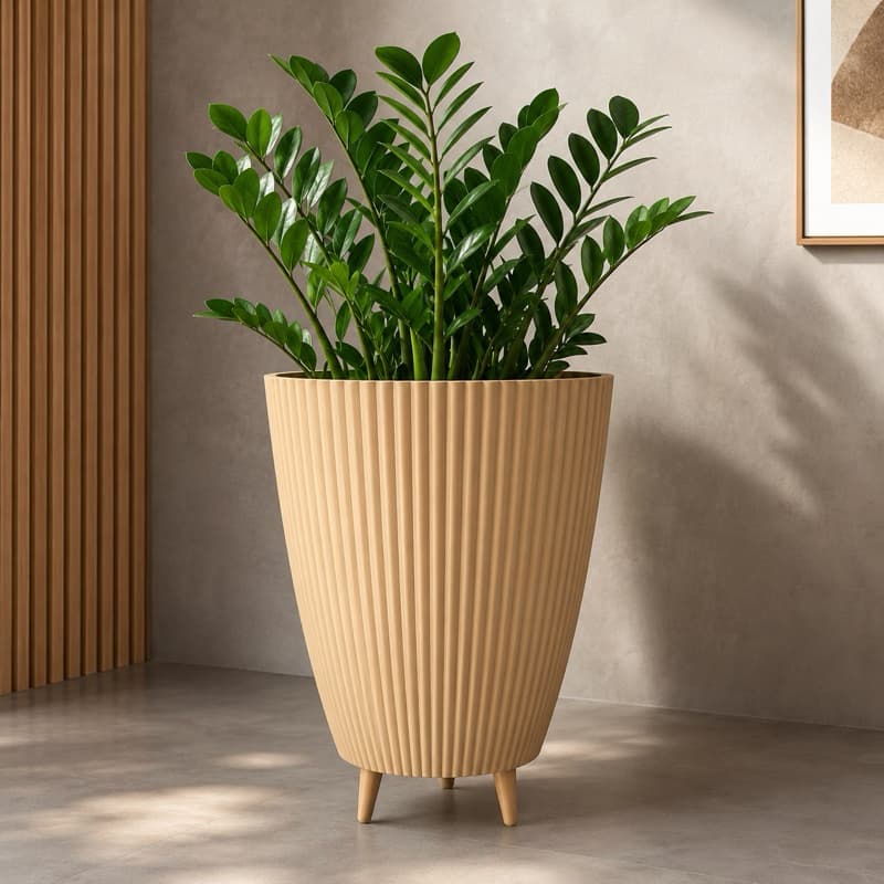 Vaso para Planta Canelado 34x26 Coluna Decorativo Jardim Sala Moderno Resistente