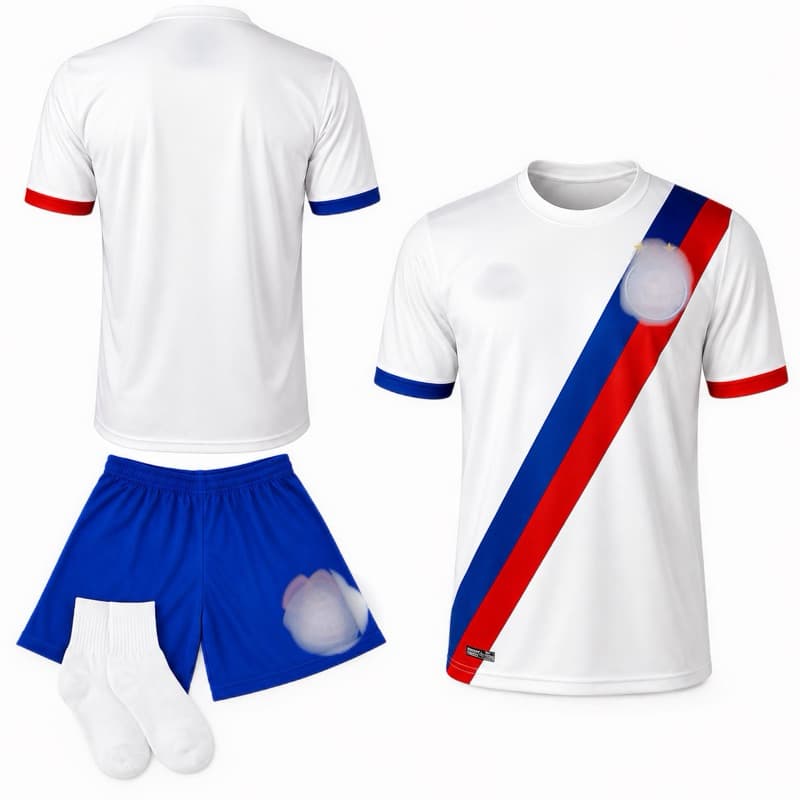 Roupa Esportiva Juvenil Infanfil Futebol Branca Tricolor Camisa Calção Meião