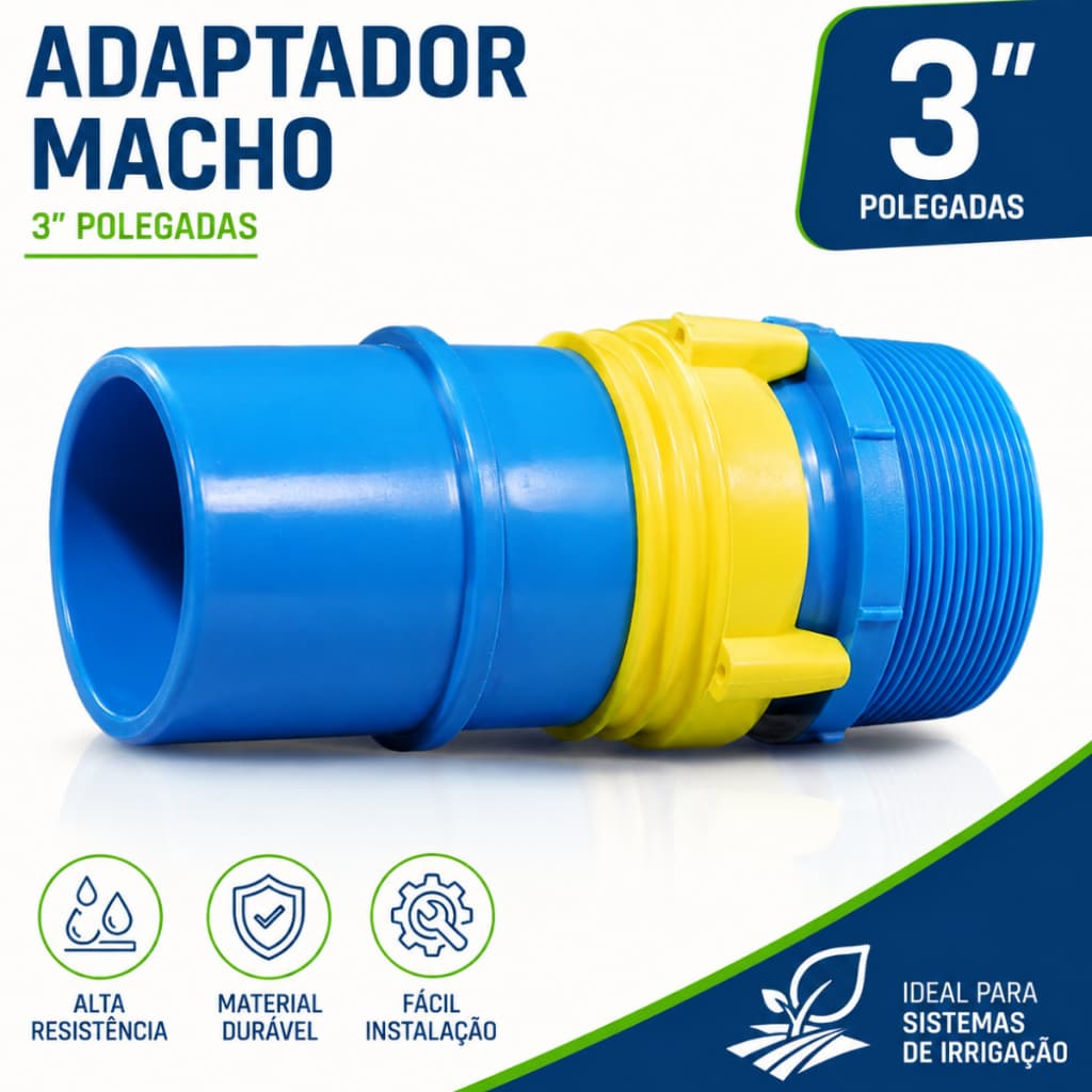 Adaptador Macho 3” 75mm PVC Peça de irrigação para lavoras engate rápido ER Marca Tigre Ponta com Rosca