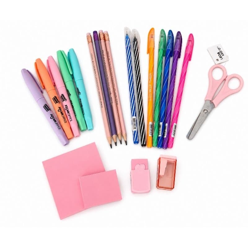 Kit Papelaria 20 Itens Tons Pastel Jocar Office - Leia a Descrição
