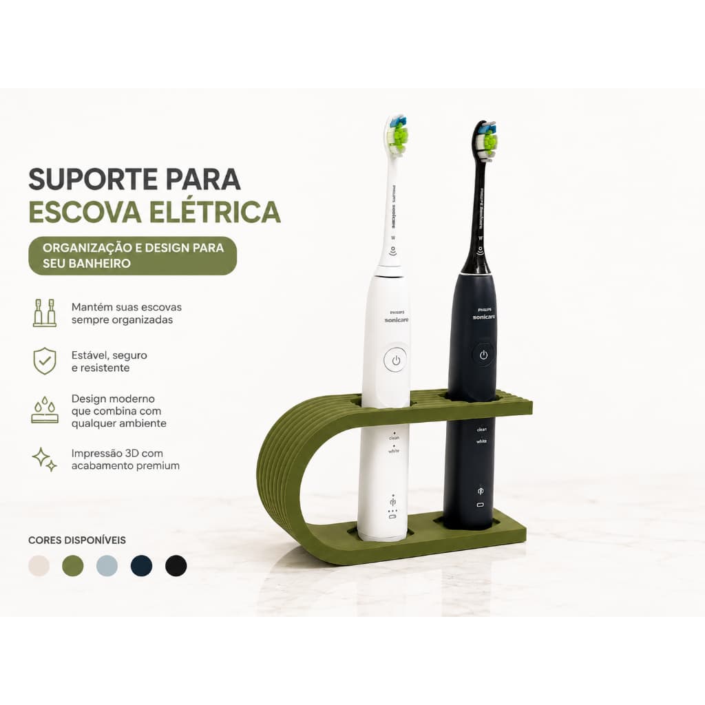 Suporte para Escova de Dentes Elétrica | Organizador de Escova Dental | Porta Escova de Dente