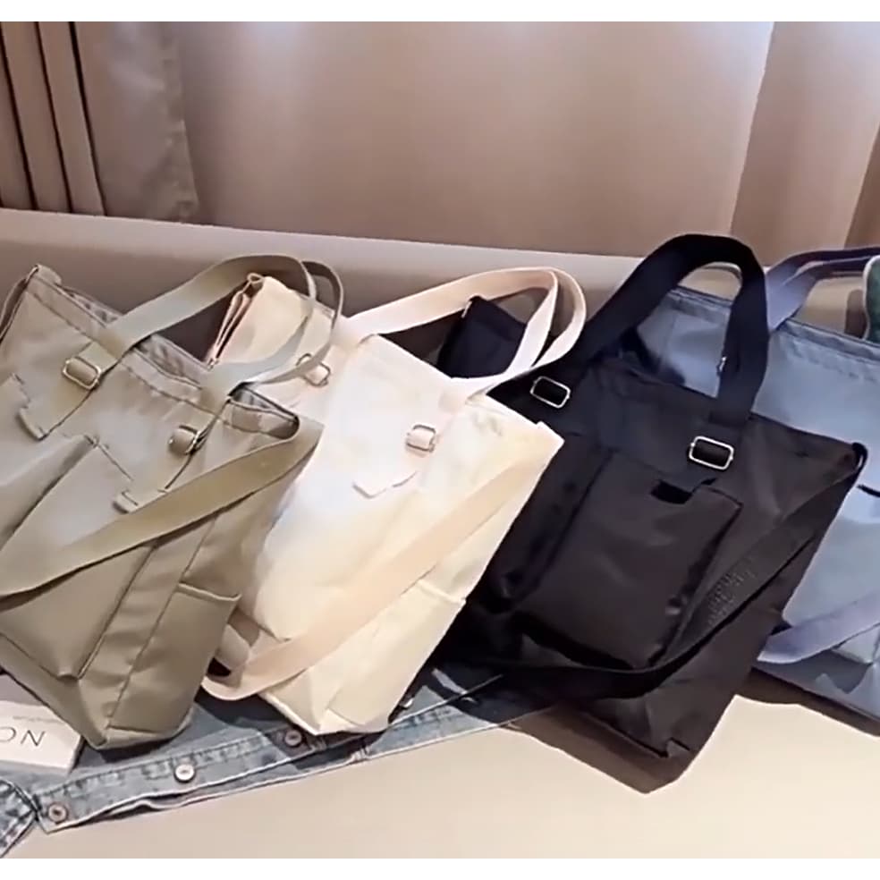 Bolsa Feminina Tote Bag Grande Impermeável Nylon Alça Transversal Faculdade Trabalho