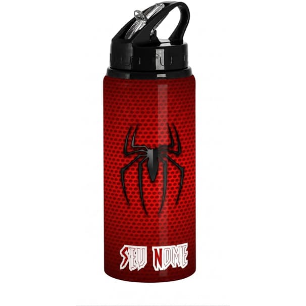 Garrafa Alumínio 600ml Personalizada Com Nome Homem Aranha