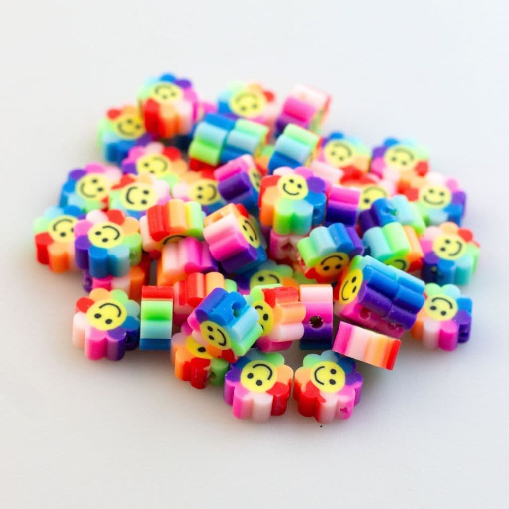 50 Pçs Miçanga Infantil Florzinha Smile BTS Artesanato Pulseira Biju