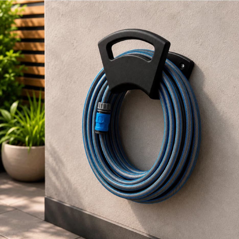 Suporte Porta Mangueira Parede 10 a 30m - Plástico Reforçado Resistente Alta Durabilidade Jardim