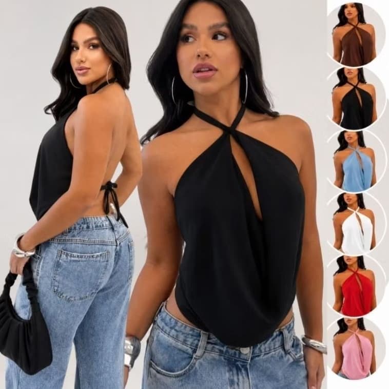 Blusa feminina_Blusa feminina multiforma elegante_croppet Blusa verão