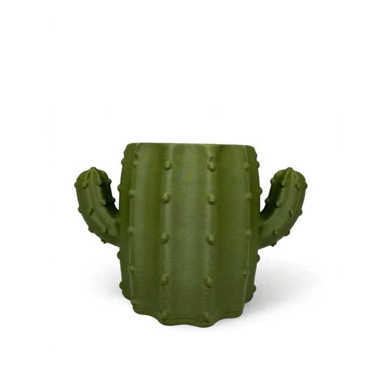VASO CACTO 8CM VERDE OLIVA - CACHEPÔ SUCULENTA + PORTA CANETAS 3D