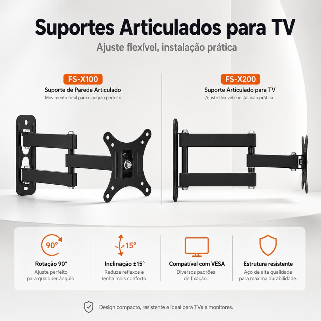 Suporte Tv Para Parede Tri Articulado | Braço Giratório E Articulado - Compatível com Telas Lcd Led Plasma