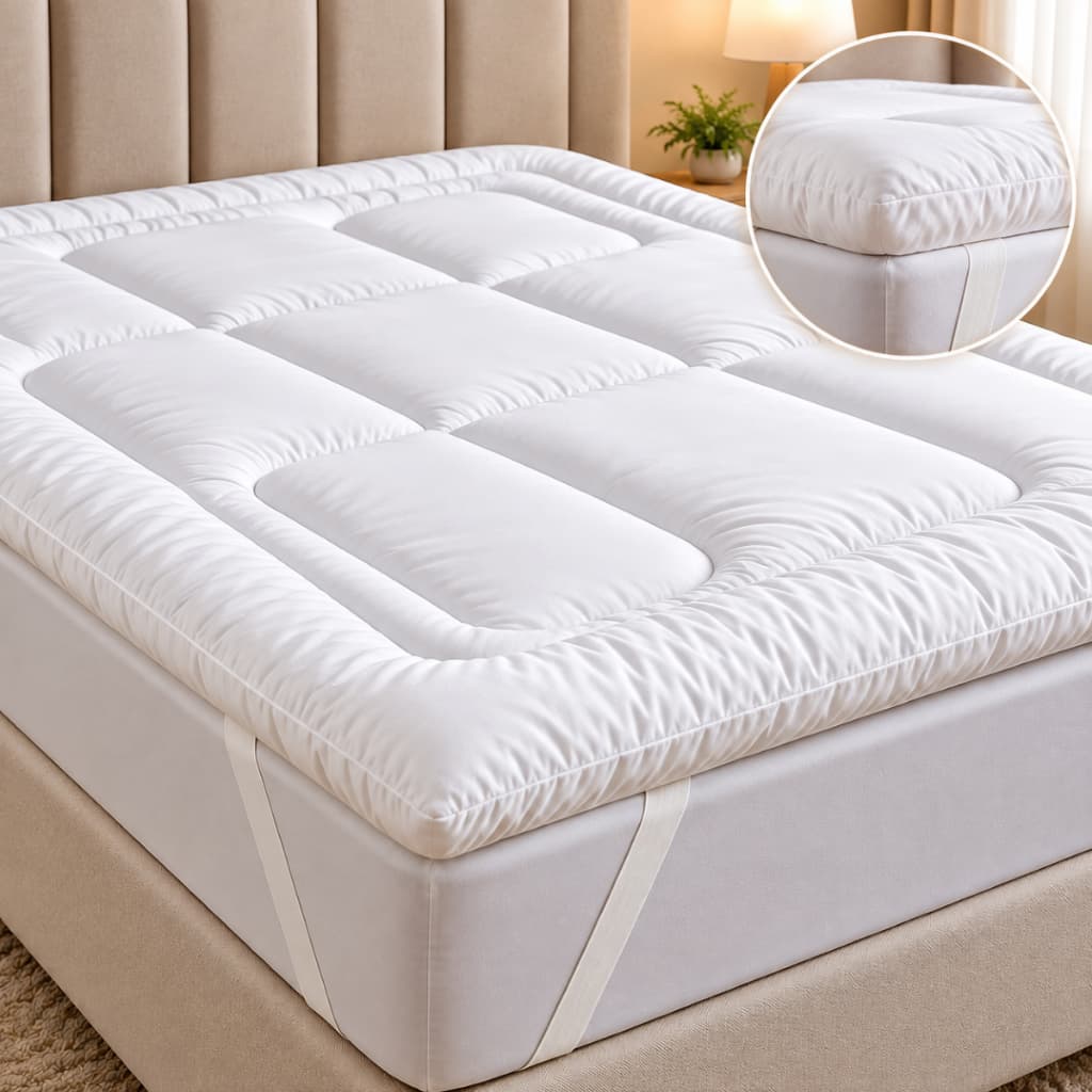 Pillow Top Protetor de Colchão 400 Fios Casal Queen King Solteiro Extra Macio Micropercal com Elástico Cama Box