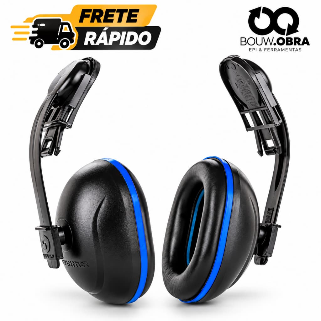 Abafador Ruídos Auditivo Acoplar Capacete Camper Protetor Auricular EPI Obra Construção c/ Ca 15dB