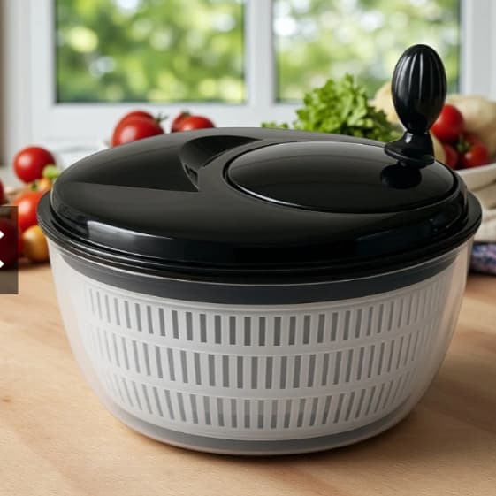 Centrífuga de Salada 4L Manual com Escorredor de Água – Secador de Verduras - Preto, único