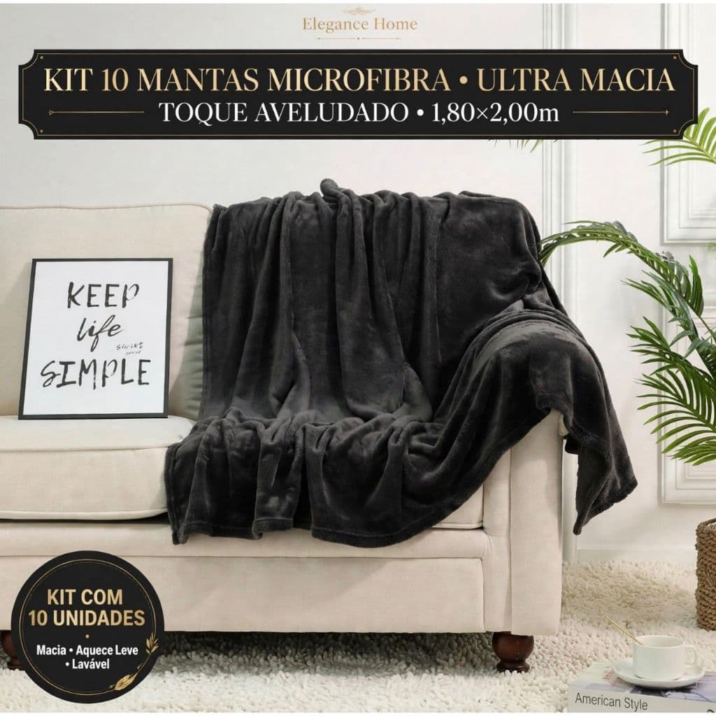 Kit 10 Mantas Microfibra 2,00 x 1,80 mt