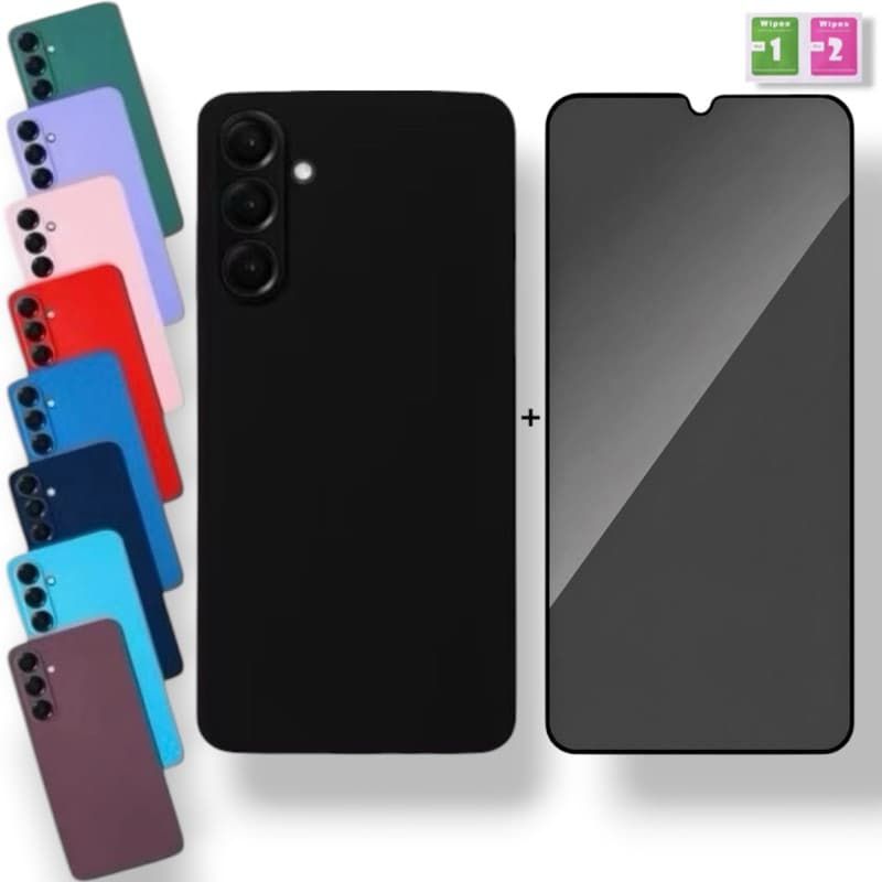 Capa + Película Privacidade Compatível Com Samsung Galaxy A17 Capinha Anti Impacto Aveludada Proteção Premium