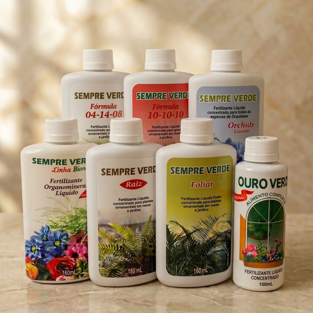 KIT 2 FERTILIZANTES 7 Opções 160ml Raiz Foliar NPK 10-10-10 04-14-08 Organomineral Orquídeas Ouro Verde 100ml