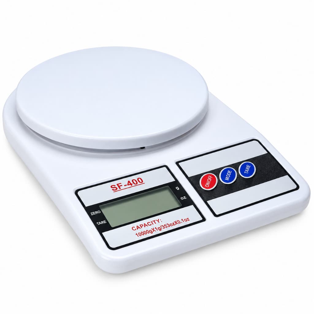 Balança Digital de Cozinha 10kg Alta Precisão com Função Tara Visor LCD Branca