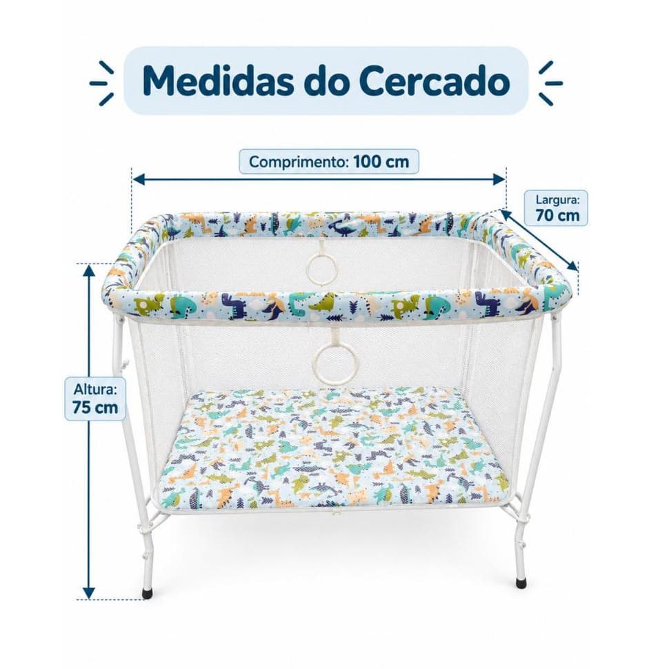 Cercadinho Bebê Chiqueirinho Infantil Dobrável Square até 20kg