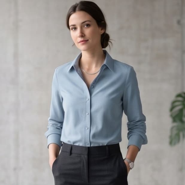 Camisa Social Feminina Slim Fit Manga Longa Tecido Premium Antirrugas — Várias Cores