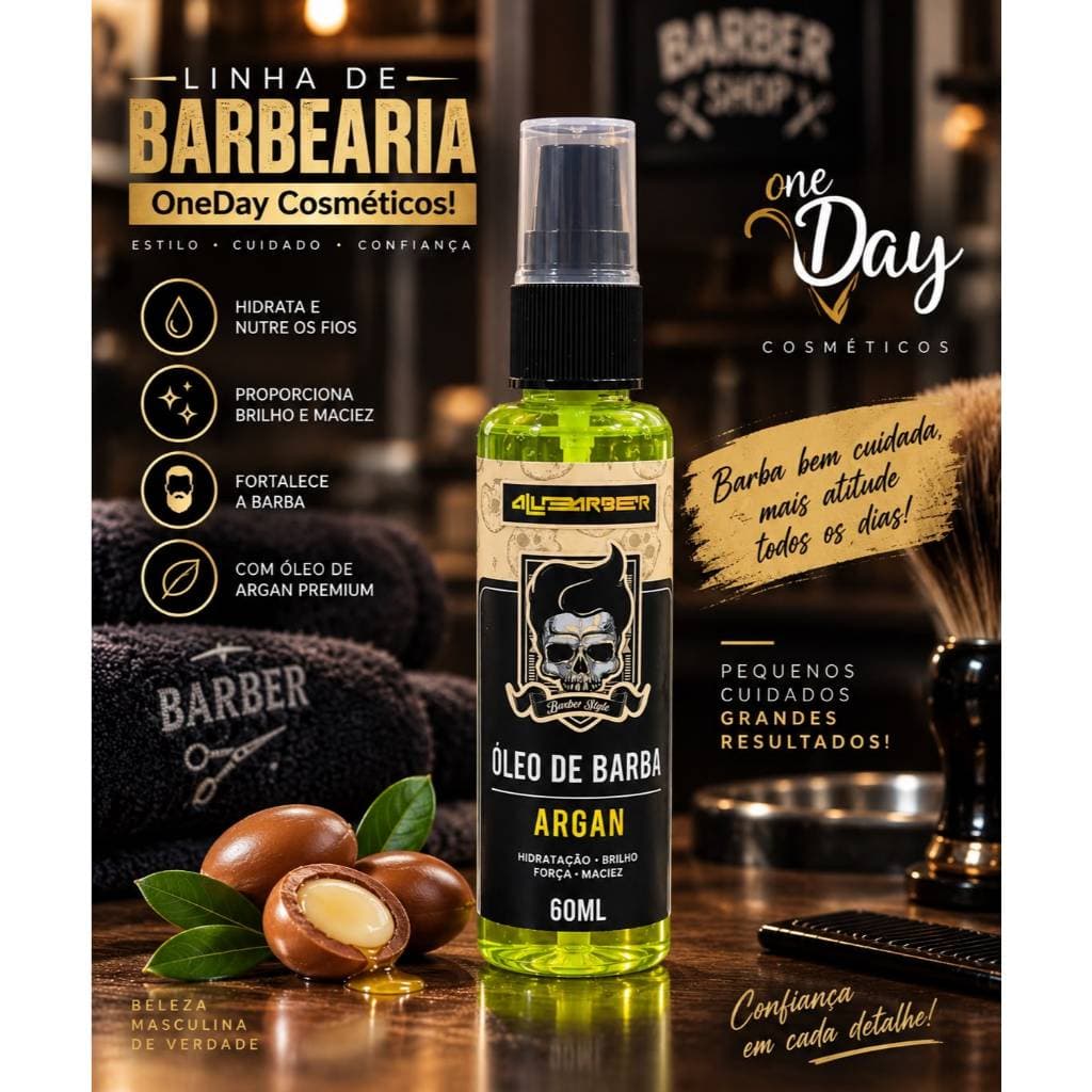 Óleo Barba Argan 60ml Válvula dosadora AllBarber