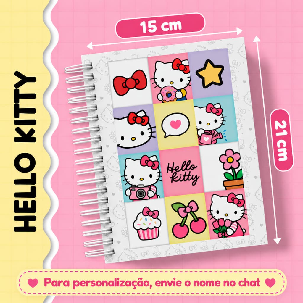 Agenda escolar  Planner 2027 Hello Kitty, capa dura, personalizada com nome. ENVIO RÁPIDO