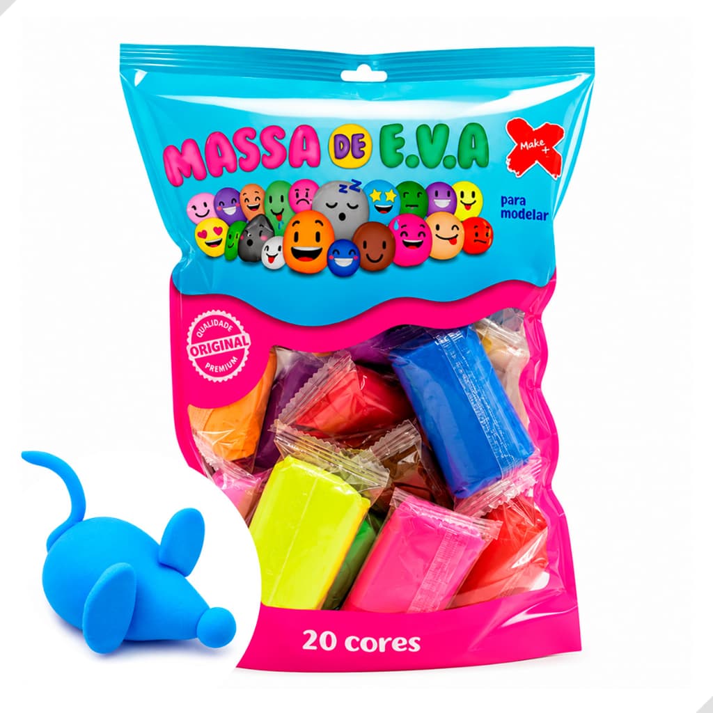 Massa de Modelar EVA 250g Com 20 Cores Vibrantes Para Artesanato Infantil Brinquedo Educativo