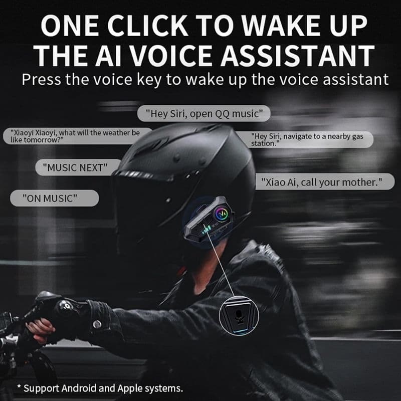 Intercomunicador Fone De Ouvido Bluetooth V10 Para Capacete Moto Sem Fio Com Led Rgb A Prova De Agua