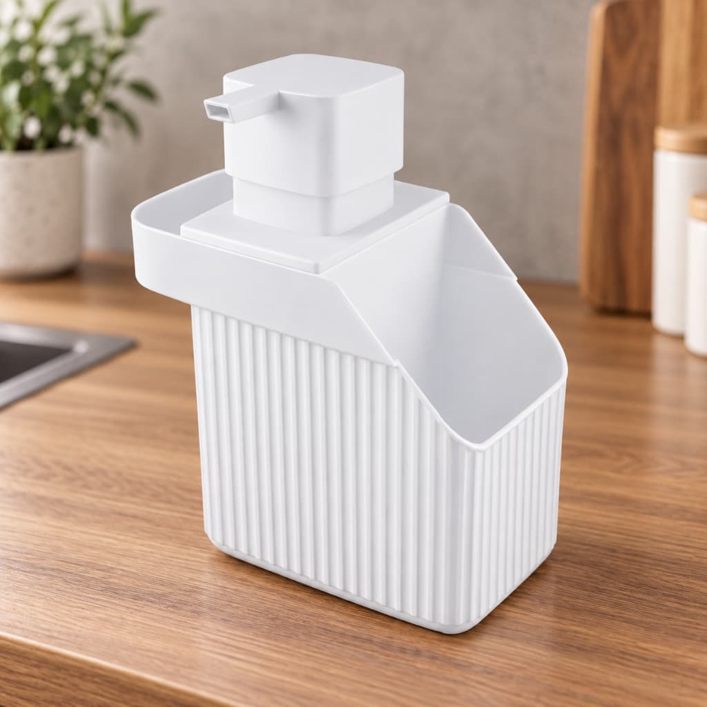 Dispenser Porta Detergente 560ml Organizador de Pia Suporte Esponja