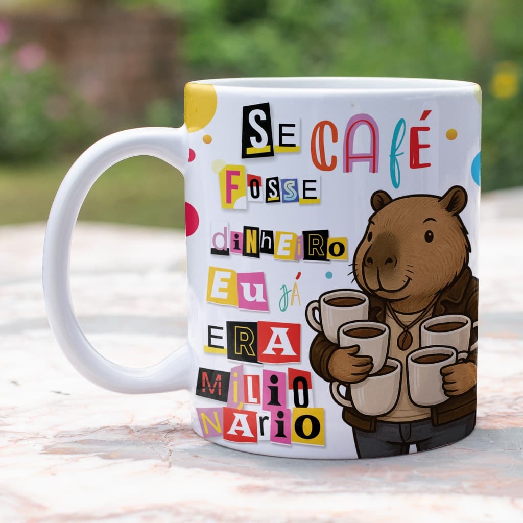 Caneca de Capivara com Frase Engraçada 325ml – Presente Criativo e Fofo | Porcelana Personalizada