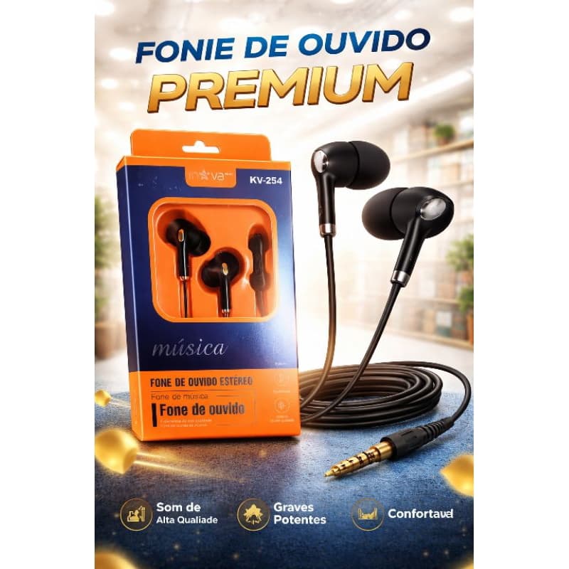 Fone de Ouvido Inova KV-254 Com Fio P2 Estéreo Android Celular