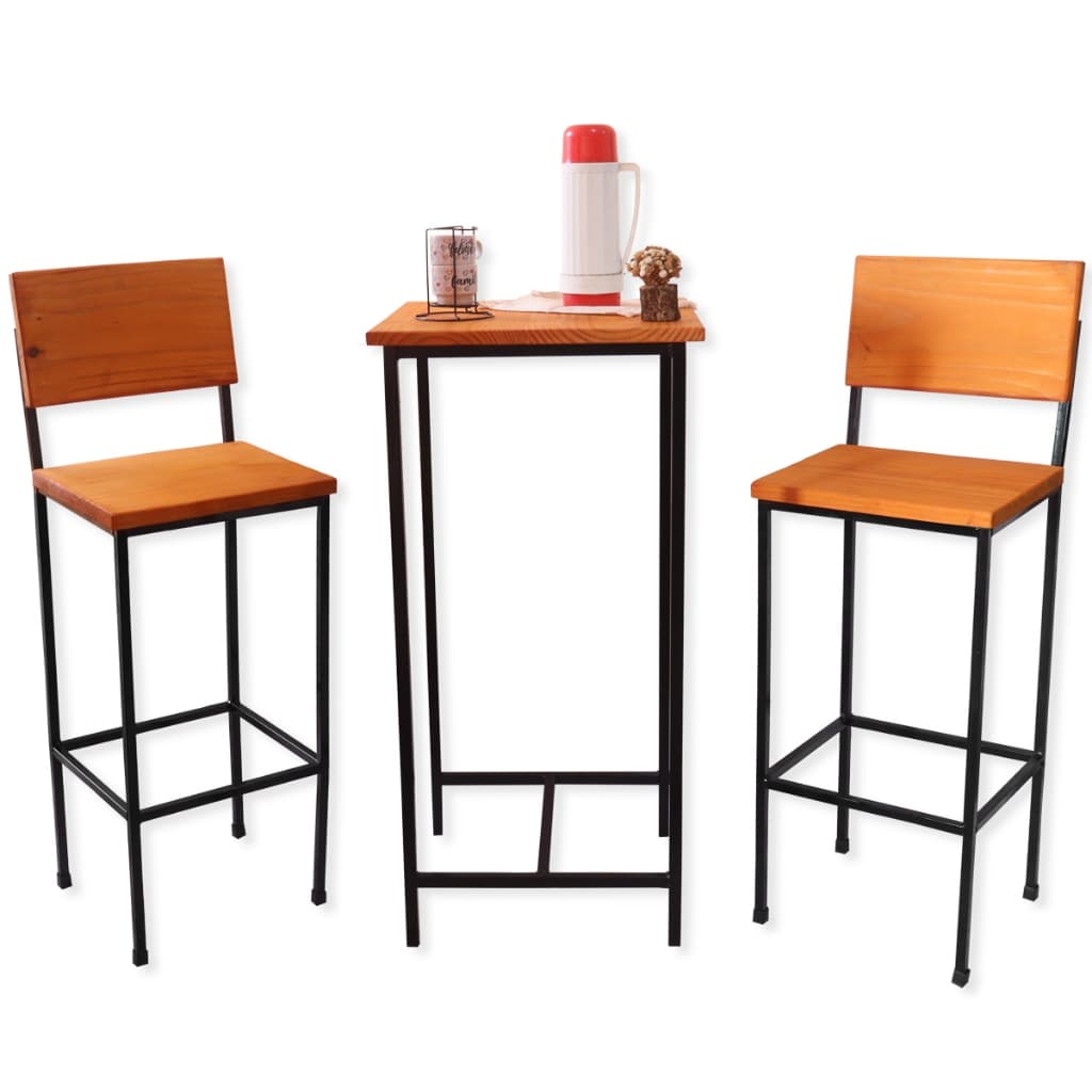 Mesa 50x50 Cm Com 2 Banquetas Altas Para Varanda Sacada Apartamento
