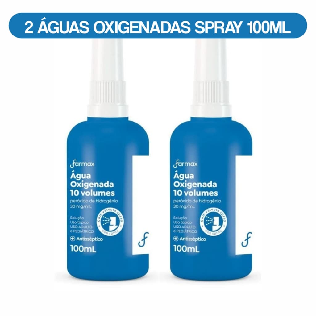 Água Oxigenada Spray 10 Volumes Farmax — Kit C/2 Antisséptico Prático