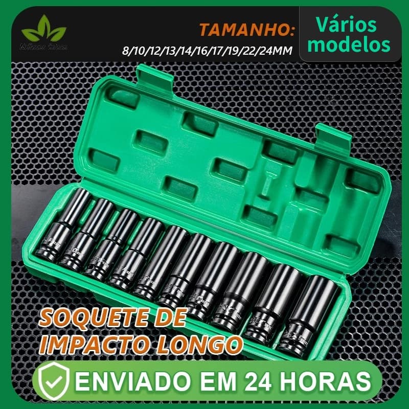 Jogo de soquetes de impacto longo Black Deep Box Tool Set 8mm - 24mm