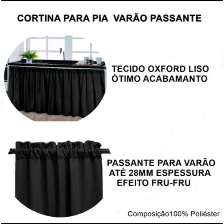 CORTINA DE PIA COZINHA 1,40 x 0,80 COM OTIMO ACABAMENTO