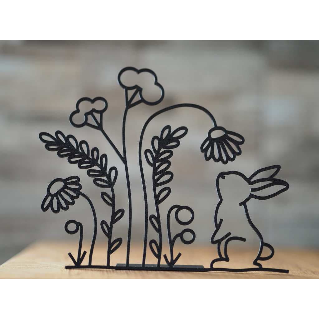 Coelhinho com Flores e Suporte – Decoração de Páscoa Encantadora