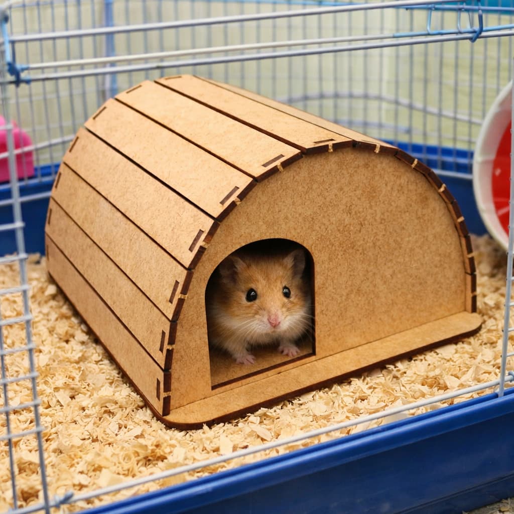 Casinha para Hamster MDF 15x13,5x8,5cm Toca Igloo Abrigo para Roedores Pequenos Confortável Resistente Pet Premium