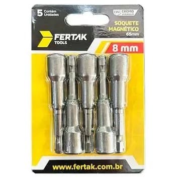 Kit Jogo de Soquete 5 Peças Fertak 8 Milímetros Aço Cr-V Parafusadeira