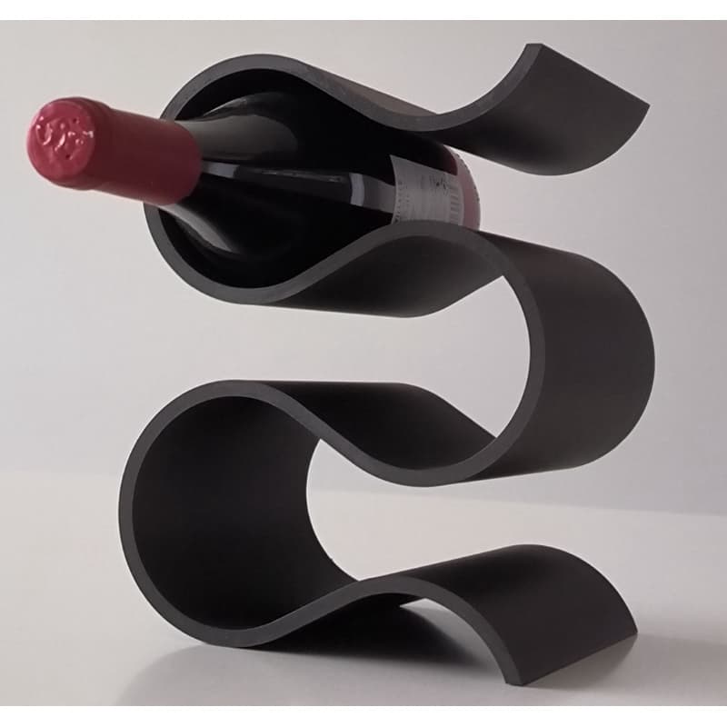 Organizador de Garrafas de Vinho moderno, Suporte para Vinho Escultura preto.