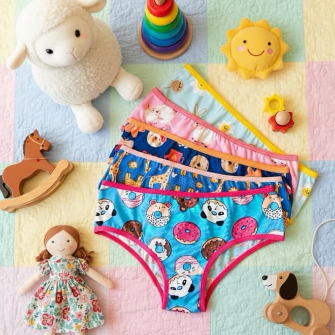 Kit com 5 calcinhas algodão infantil estampa fofa para meninas dia a dia conforto escola