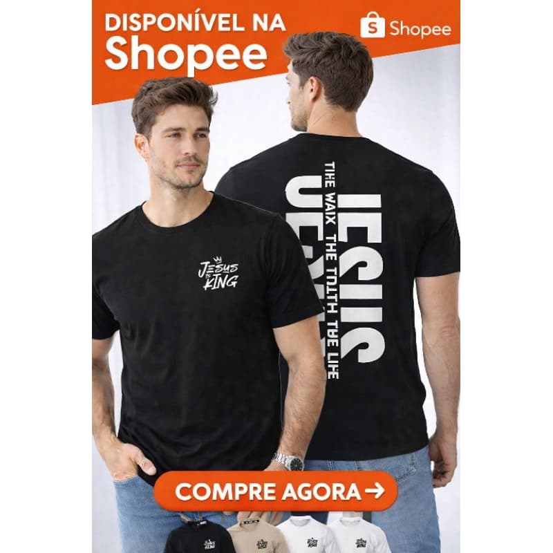 Camiseta Masculina JESUS KING CRISTÃ– Estampa Frontal e Costas - 100% Algodão