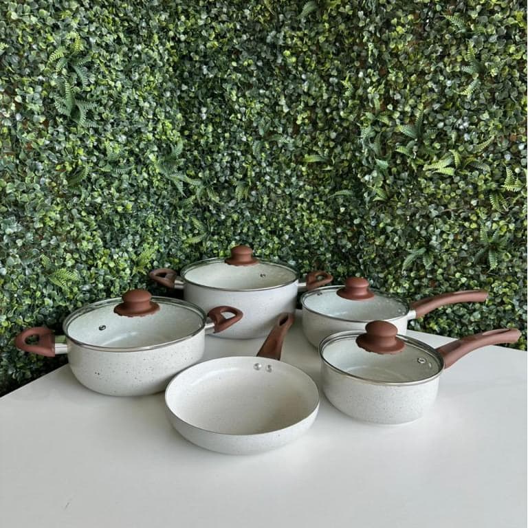 JOGO DE PANELAS INDUCAO FLORENCA VANILLA REVESTIMENTO CERAMICO 5PCS